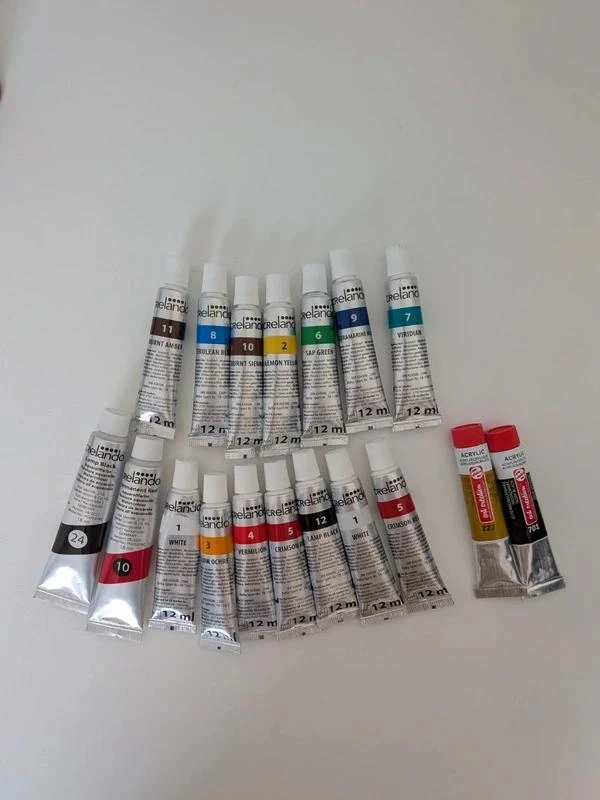 Lot de 18 tubes de peinture acrylique Crelando